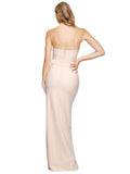 RightBrides Ottawa Long Sheath Strapless Floor Length Sleeveless Nude Stretch Crepe Bridesmaid Dress