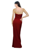 RightBrides Salima Long Sheath Sweetheart Floor Length Sleeveless Burgundy Stretch Crepe Bridesmaid Dress