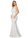 RightBrides Washington Long Sheath Sweetheart Floor Length Sleeveless Ivory Stretch Crepe Tulle Bridesmaid Dress