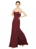 Outlet Cheap Mermaid Scoop Floor Length Sleeveless Long Burgundy Bridesmaid Dresses Estella