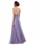 Outlet Online A-Line Spaghetti Straps Floor Length Sleeveless Long Purple 98# Bridesmaid Dresses Rebekah